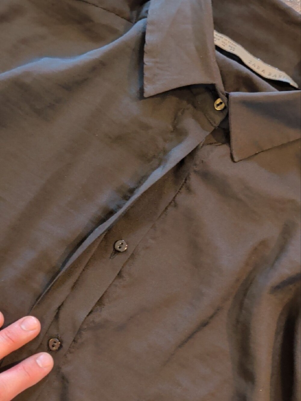 Zara Black Button-Front Long Sleeve Dress Shirt - Picture 4 of 4